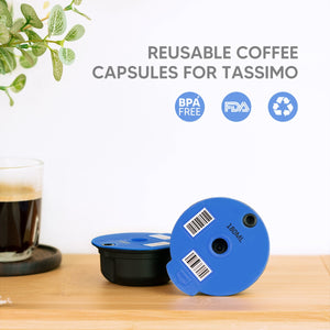 Reusable Coffee Capsule Pods Nespresso Tassimo Capsules Filter Silicone Lid Compatible with Bosch Machine Tassimo 60/180ml