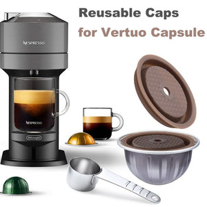 For Vertuo Next Reusable Coffee Capsule Lid Compatible With Original Vertuoline Coffee Pods Food Grade Silicone Cap with Spoon