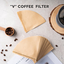 Load image into Gallery viewer, V60 Hand Drip Coffee Filter Paper for V60 Dripper Cup V Shape Coffee Filters Espresso Drip Tools
