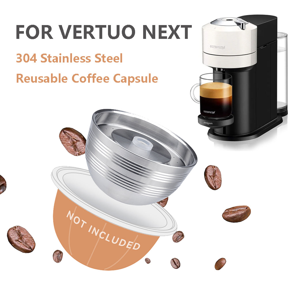 For Nespresso Vertuo Next Reusable Stainless Steel Capsule Vertuoline  Refillable Coffee Filter Compatible with Original Pods