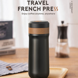 Portable French Press Coffee Pot 350ml American Stainless Steel Coffee Double Layer Insulation Outdoor Travel Portable Filter